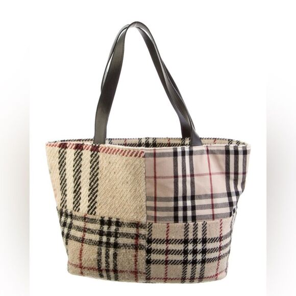 Burberry *RARE* *CABIN COUTURE* Wool Novacheck Plaid Tote Bag - Picture 1 of 15